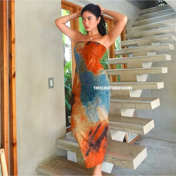 ZARA Multicolor Strapless Fitted Midi Dress NWT | Mesh Tulle | Size M - Picture 10 of 16